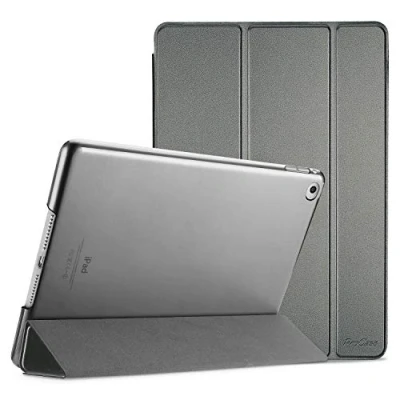 Immagine di ProCase Custodia per iPad Air 2, Ultra Sottile e Leggero Supporto con Retro Semi Trasparente Copertura Intelligente 2 (A1566 A1567) Metallico