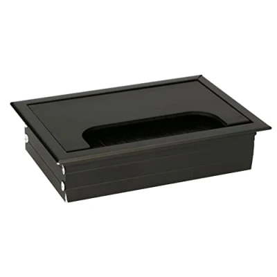 Immagine di KOTARBAU® passacavo in alluminio, 120 x 80 mm, per mobili, colore nero, rettangolare anodizzato