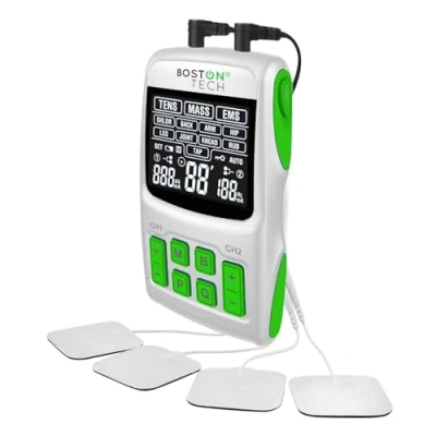 Immagine di Boston Tech® Elettrostimolatore Muscolare WE112 3 in 1 TENS + EMS Massaggio 36 Programmi Intensità Regolabile Sollievo dal Dolore Stimolazione 4 Elettrodi Batterie Incluse