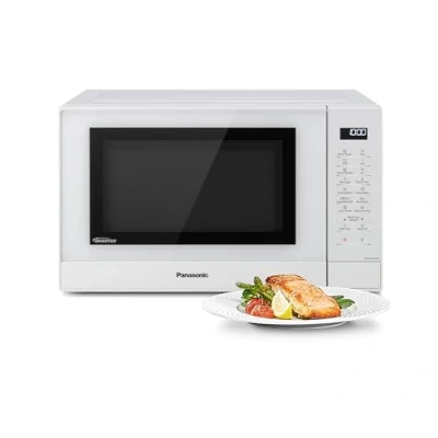 Immagine di Panasonic NN GT45KWSUG Forno a Microonde con Grill e Piatto Rotante in Vetro, 31L, 1000W, Tecnologia Inverter, 24 Programmi Automatici, Turbo Defrost, 7 Livelli di Potenza, Timer, Display LED, Bianco