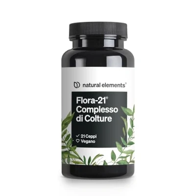 Immagine di Flora 21® Complesso di Colture 21 Ceppi Batterici + Inulina Biologica 60 Capsule Resistenti ai Succhi Gastrici Testato in Laboratorio, Vegano, ad Alto Dosaggio, Prodotto Germania