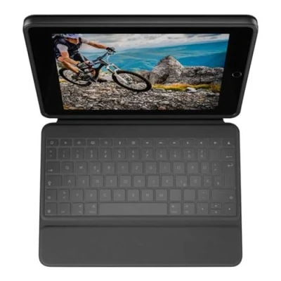 Immagine di Logitech Rugged Folio per iPad (10ª generazione) Custodia con tastiera protettiva Smart Connector e a prova di liquidi German Layout