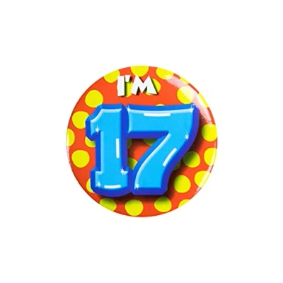 Immagine di PD Party 6014717 Compleanno Distintivo/Spillo Badge Celebrazione Festa I&#039;m 17, Multicolore, 5.5cm Lunghezza x Larghezza 0.5cm Altezza