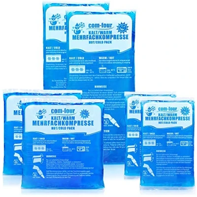 Immagine di com four® Pack Economico Impacco Multiuso Riutilizzabile 3 Dimensioni Busta Gel Freddo/Caldo Adatto per Microonde Made in Germany (6 Pezzi)