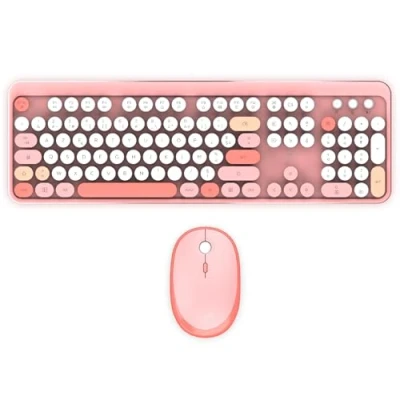 Immagine di Mobility Lab ML313894 Tastiera Combo + Mouse Wireless Pure Color FR AZERTY, tasti piatti e reattivi, design compatto, scorciatoie, tastierino numerico, Compatibilità Windows Rosa