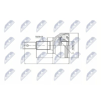 Immagine di NTY NPZ NS 084 Kit Giunto Omocinetico Assale anteriore Dx, Sx con anello sicurezza lato posteriore NISSAN: Qashqai / Qashqai+2 I