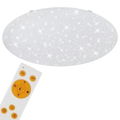 Immagine di Briloner Leuchten Plafoniera a LED, intensità variabile, colore regolabile:bianco caldo/freddo, lampada soffitto funzione luce notturna, timer, telecomando, diametro: 74 cm, 80 W, bianco