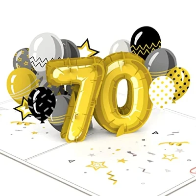 Immagine di papercrush® biglietto pop up 70 compleanno di auguri 3D fatto a mano per donne e uomini (70 anni), congratulazioni il speciale con busta