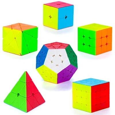Immagine di Coolzon Set di 6 Cubi Magici Velocità, Velocità 2x2x2 3x3x3 4x4x4 Pyraminx Megaminx Skewb Senza Adesivo Puzzle Cubo Giocattolo per Bambini e Adulti