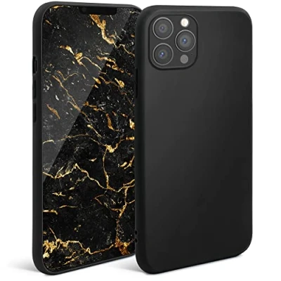 Immagine di Moozy Minimalist Series, Cover in Silicone per iPhone 13 Pro, Nero Custodia Cellulare Finitura Opaca, Sottile e Morbida TPU Case