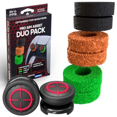 Immagine di ProFPS 6x Anelli di Precisione &amp; 2x Domed Thumbsticks (Duo Pack) Adatto per Accessori PS5 PS4 Migliora Aim Assist Movimento Thumbstick Controller Gaming PS 5