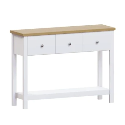 Immagine di Vida Designs Arlington Consolle con 3 Cassetti, Legno Ingegnerizzato, Rovere, W D, Bianco e Quercia, H 74 x L 100 P 30 cm Circa
