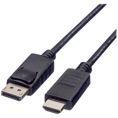 Immagine di Roline green Displayport Cavo Spina DisplayPort, HDMI A 2.00 m Nero 11.44.5781 Schermato, Privo di alogeni, guaina in TPE