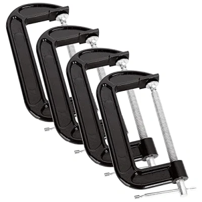 Immagine di ASelected 4 morsetti a G da 150 mm, resistenti e resistenti, set di C per la lavorazione del legno, saldatura, riparazione automobilistica, apertura ganasce 15,2 cm