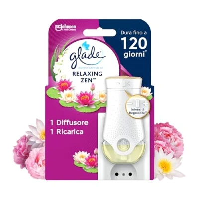 Immagine di Glade Liquido Elettrico Profumatore per Ambienti con Olii Essenziali, Fragranza Relaxing Zen, 1 Diffusore e Ricarica