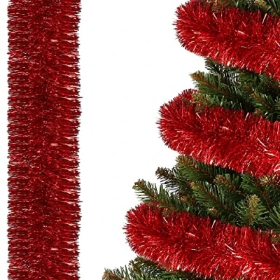 Immagine di SPRINGOS ghirlanda per albero di Natale, artificiale, rosso, 7 cm x 6 m, natalizia