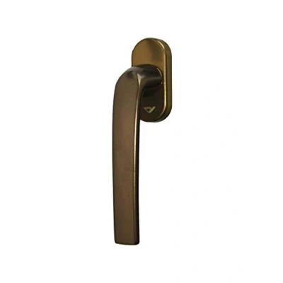 Immagine di Roto Maniglia standard Samba per microventilazione con logo, bronzo medio, lunghezza perno 43 mm