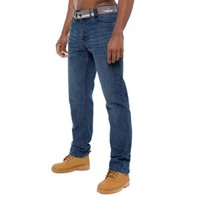 Immagine di Ze ENZO Ez399 Jeans Firmati Pantaloni in Denim dalla vestibilità Regolare, Grande Re Alto per Uomo Stonewash Medio 32W / 34L