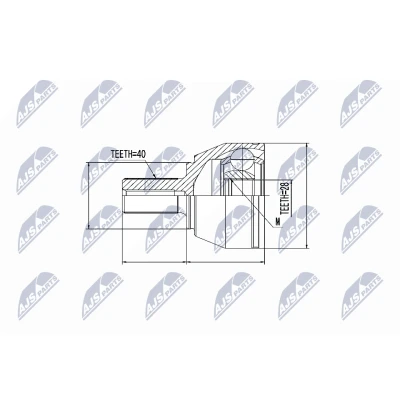Immagine di NTY NPZ FR 039 Kit Giunto Omocinetico lato ruota, Assale anteriore Gomma FORD: S Max Mk1, MONDEO 4 Turnier, Galaxy Mk2 MPV