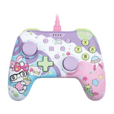 Immagine di Konix Hello Kitty Controller cablato per Nintendo Switch, Switch OLED e PC Funzione vibrazione Cavo 3 m Viola rosa