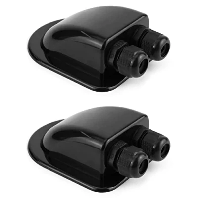 Immagine di QWORK® Pssacavo per Tetto, IP68 Impermeabile Doppio Cavo di Ingresso Resistente agli Agenti atmosferici, Camper Caravan Barca Solare, passacavo ABS, 2 Pezzi, Nero