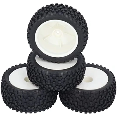 Immagine di Hapivida 1/10 Pneumatici Auto RC, 4pcs in Gomma per Buggy con Telecomando+Cerchioni Ruote, RC Accessorio Ruote Gommate Racing Car Short Course Truck Fuoristrada