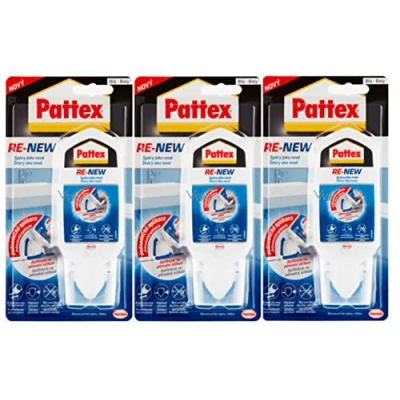 Immagine di Pattex Sigillante in silicone per nuove fughe, sanitario cucina e bagno, facile rinnovamento delle fughe un solo passo proteggere dalla muffa, bianco, 3 x 80 ml