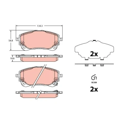 Immagine di TRW GDB2349 Kit pastiglie freno con segnalatore acustico usura accessori TOYOTA: Corolla XII Station Wagon, Hatchback