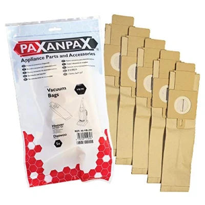 Immagine di Paxanpax VB291 Sacchetti di Carta compatibili per Hoover H20/H20A&#039; Purepower, U3100, U3200, U3300, U3400, U3500, PU2100, DM4483, Daewoo Upright Series (Confezione da 5), Marrone