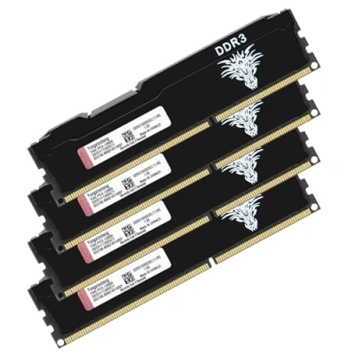Immagine di DDR3 32GB Kit (4x8GB) Desktop Ram 1600MHz PC3 12800 Dimm Non ecc Unbuffered 1.5V 2Rx8 Dual Rank 240 Pin CL11 PC Computer Memory Udimm Componenti Memoria Upgrade Module (Nero)
