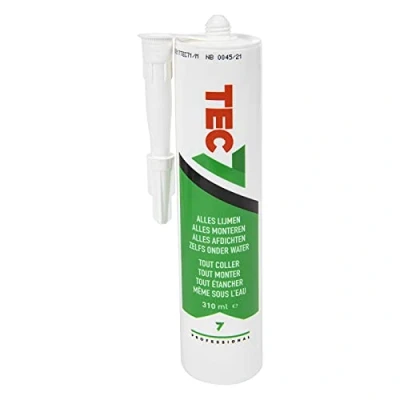 Immagine di Tec7 Silicone MS Polimero Sigillante Adesivo Elastico Universale per Superfici Asciutte Bagnate ed in Immersione Colore Bianco 310 Millilitri