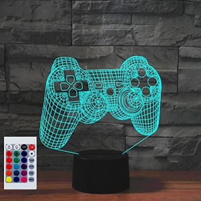 Immagine di SUPERHONGJIHAO Luce notturna per bambini Gamepad 3D Lampada a LED con telecomando 16 colori che cambiano colore regalo di compleanno