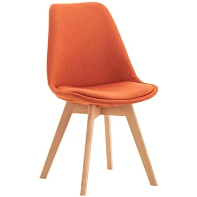 Immagine di CLP Sedia da pranzo Linares Plastic I Tessuto Velluto Corda Aspetto pelle Poltrona con struttura in legno, Colore:arancione, Materiale:Stoffa