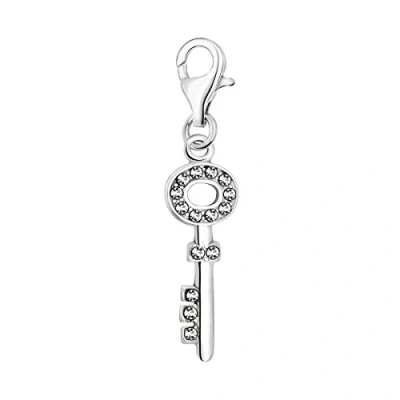Immagine di Quiges Donna Charm Ciondolo Placcato Argento Chiave con Cristalli per Bracciali e Accessori
