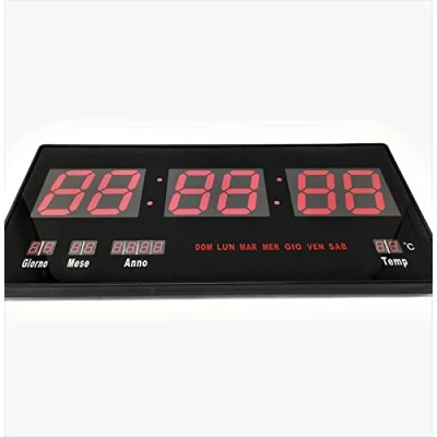 Immagine di openspaceshop Orologio Digitale A led Da Parete Con Datario E Termostato Slim Data Temperatura base nera coliri casuali
