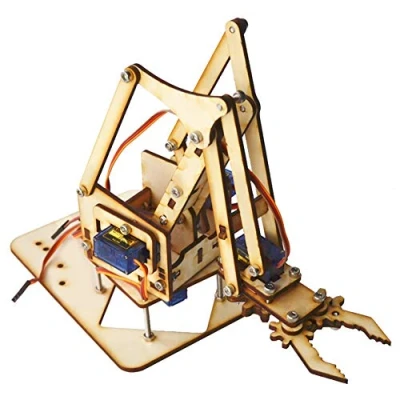 Immagine di braccio robotico, meccanico robotico in legno 4 DOF SG90 Servo con gradi di libertà, morsetto robot artiglio per Arduino Raspberry Pi SNAM1500