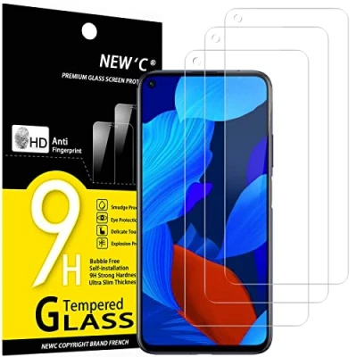 Immagine di NEW&#039;C 3 Pezzi, Vetro Temperato per Huawei Nova 5T, Pellicola Prottetiva Anti Graffio, Impronte, Senza Bolle, Durezza 9H, 0,33mm Ultra Trasparente, Resistente