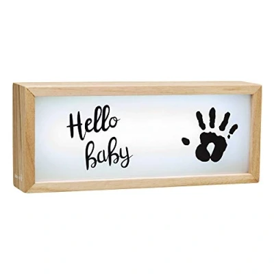 Immagine di Baby Art My Lightbox Scatola Luminosa a Led con Kit Impronte, Lampada Personalizzabile per Cameretta, Base in Legno Luce Bianca