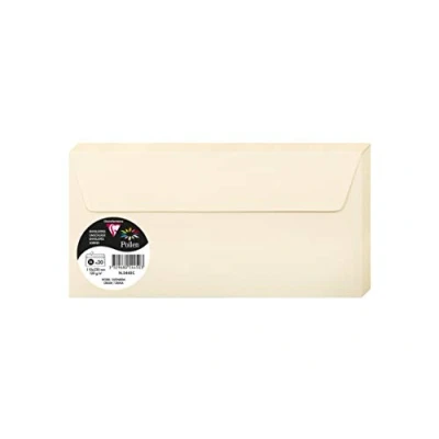 Immagine di Clairefontaine 5445C Pacco da 20 Buste autoadesive Formato DL 11x22cm 120g/m² Colore Avorio Inviti Eventi e Corrispondenza Gamma Pollen Carta Premium Liscia