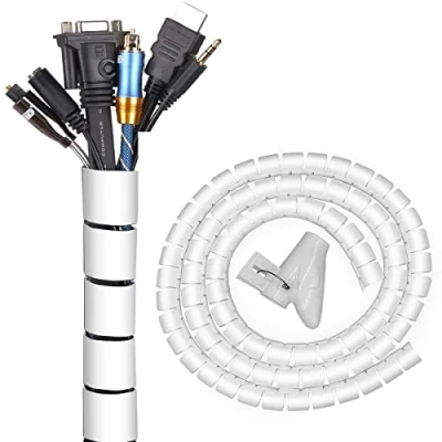Immagine di Spirale Avvolgi Cavo Flessibile, 3M Guaina per Cavi Raccogli Cavi, Spiralato, con Fermaglio Guidafilo Organizzare Di Tv, Computer, Home Theatre(∅0.87&quot;)