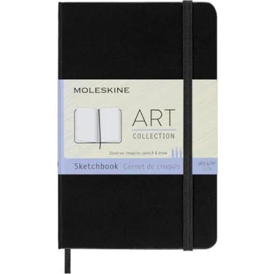 Immagine di Moleskine Taccuino per Schizzi e Disegni, Album A3 da Disegno, Copertina Rigida, Carta Adatta ad Acquerelli, Tempera Carboncino, Dimensione Pocket 9 x 14 cm, Nero, 80 Pagine