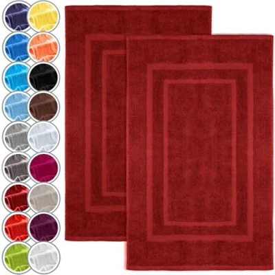 Immagine di NatureMark Confezione da 2 tappetini bagno e doccia, in 100% cotone, 50 x 80 cm, di colore Bordeaux rosso