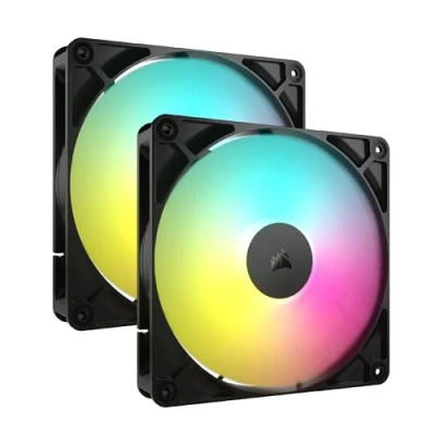 Immagine di CORSAIR RS140 ARGB 140 mm PWM Ventole Connessione a Margherita Basso Rumore Cuscinetto Cupola Magnetica Confezione Doppia Nero