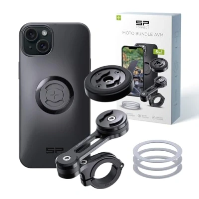 Immagine di SP CONNECT moto Bundle II con modulo anti vibrazione SPC+ per iPhone 15 Plus supporto cellulare ciclomotore accessori tutti gli smartphone come Samsung
