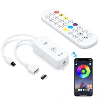 Immagine di Controller di Striscia LED Bluetooth con Sincronizzazione Musicale e Controllo APP per Sostituire o Aggiornare il Tuo Vecchio RGB a 4 Pin da 5V 24V