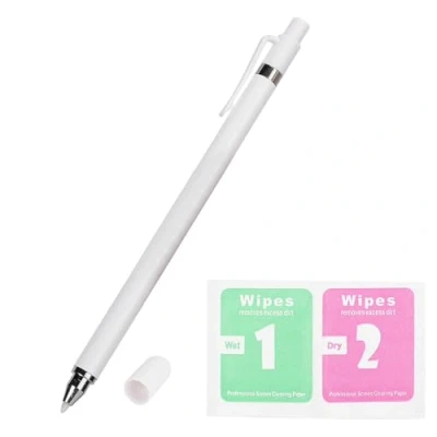 Immagine di penna stilo universale per touch screen, digitale portatile silenziosa smartphone e tablet, capacitiva multifunzionale ad alta sensibilità, nero, bianco(bianca)