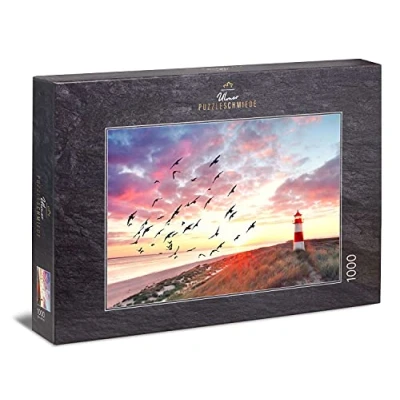 Immagine di Ulmer Puzzleschmiede Puzzle &quot;Il desiderio del Mare Nord&quot; Bella immagine paesaggio dell&#039;isola di Sylt con il faro sulla spiaggia al sole della sera