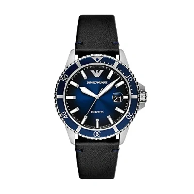 Immagine di Emporio Armani Orologio da uomo, movimento a tre lancette con data, cassa in acciaio inossidabile argento 42 mm cinturino pelle, AR11516