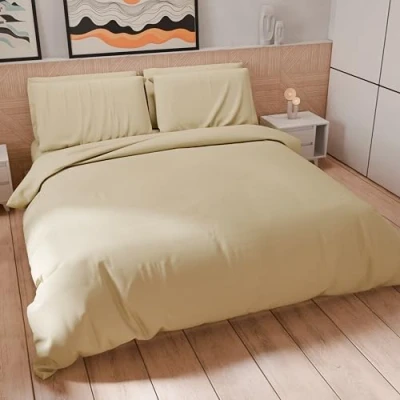 Immagine di PETTI Artigiani Italiani Set Copripiumino Matrimoniale 220x200 cm (2 Federe 80x80 Incluse), Parure Morbida Microfibra Tinta Unita Tortora