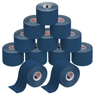 Immagine di ALPIDEX Nastro Kinesiologico Tanti Colori 1/3/ 6/12 Rotoli 5 m x 5,0 cm E Book Esempi Applicazione Tape Muscolare Cerotto, Colore:blu scuro, Quantità:12 rotolo